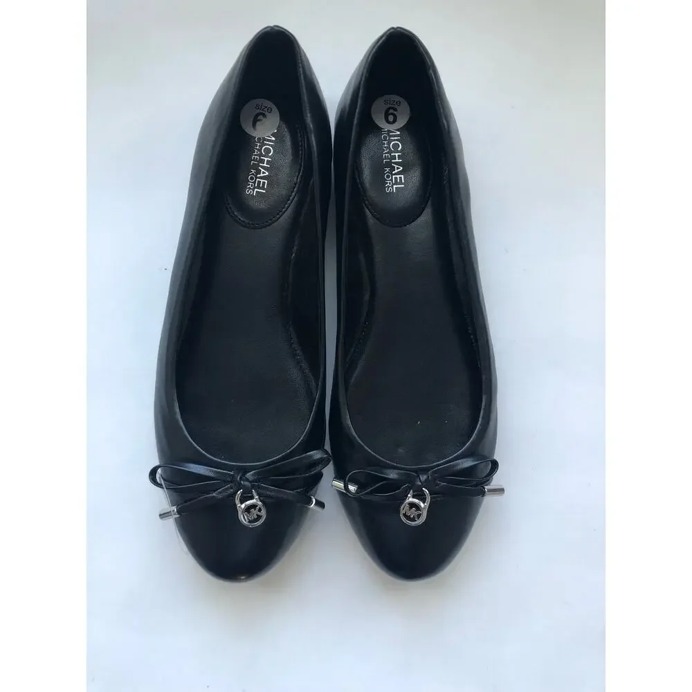 NWOB Michael Kors Black Leather Ballet Flats - Picture 6 of 6